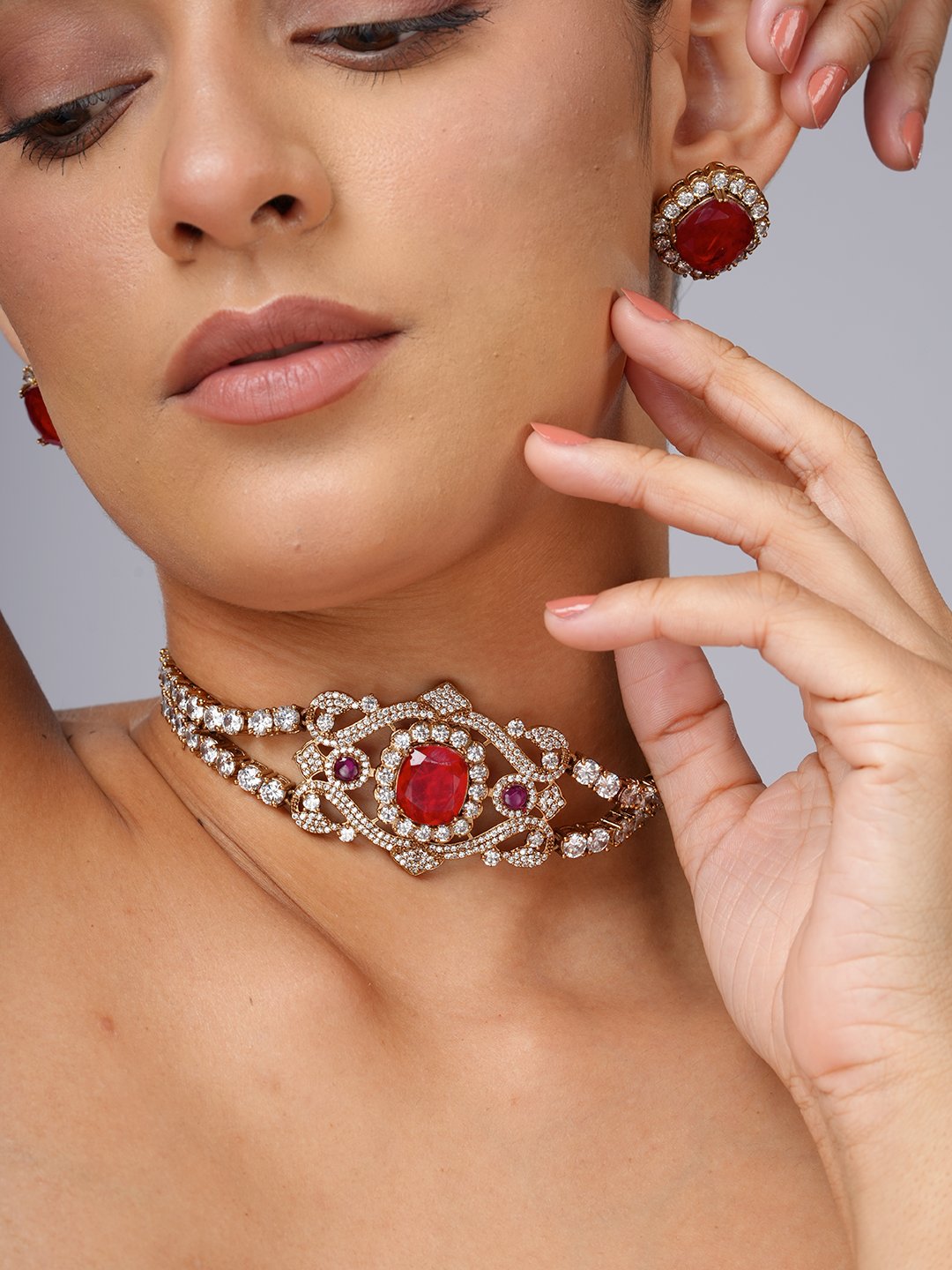 Ruby Tennis Necklace Set