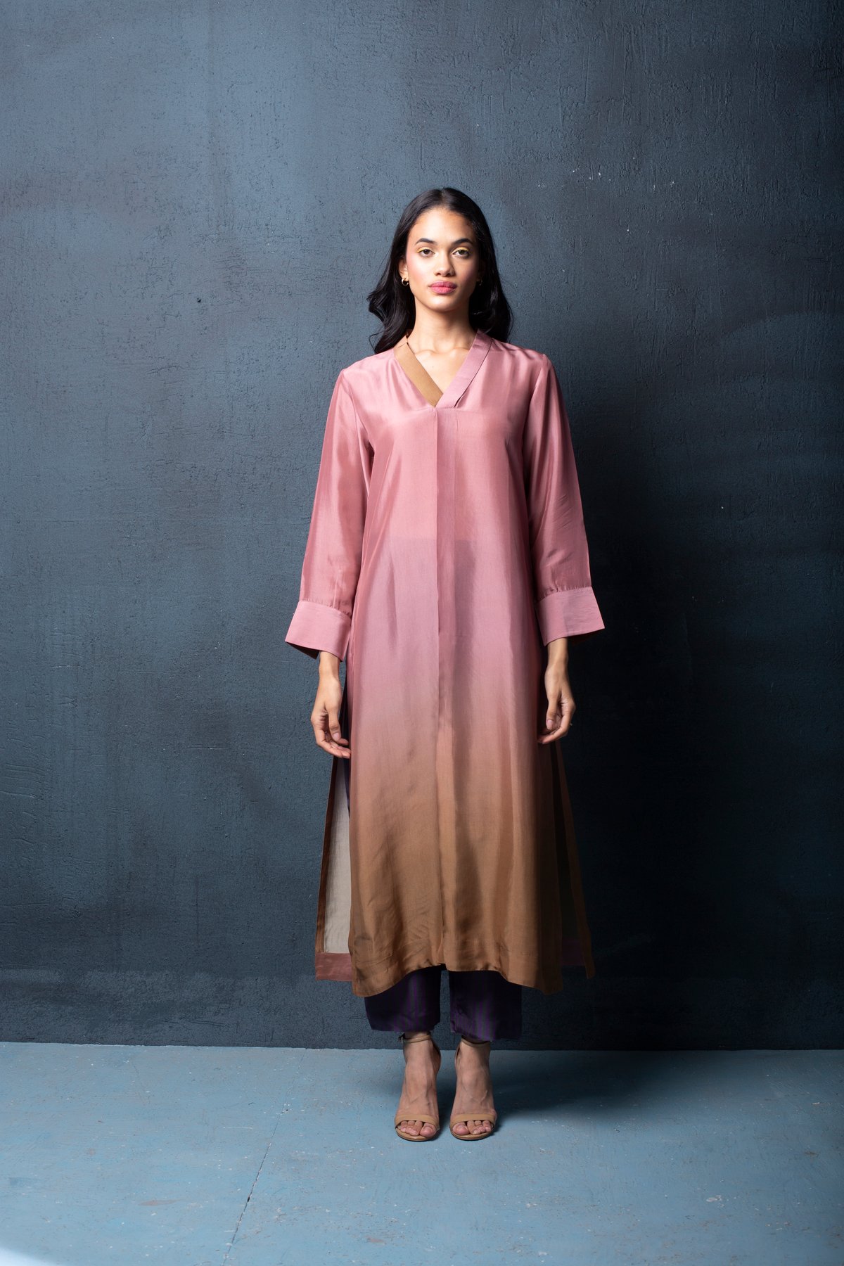 Peach Habutai Silk Kurta Set
