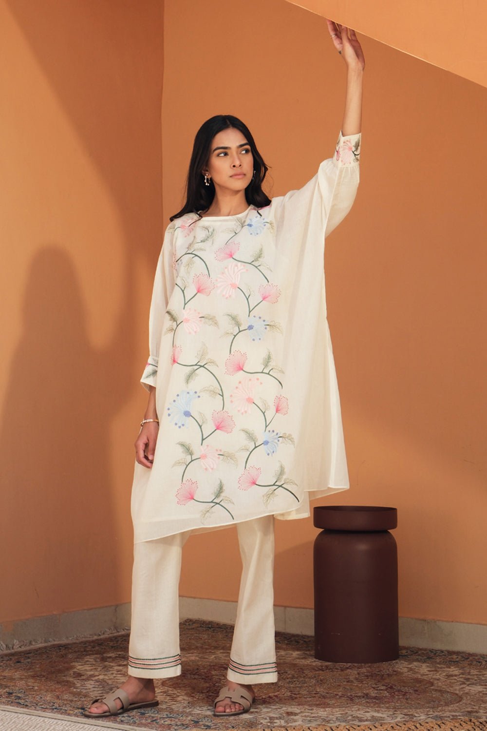 Ivory Kaftan and Straight Pants Co-ord Set