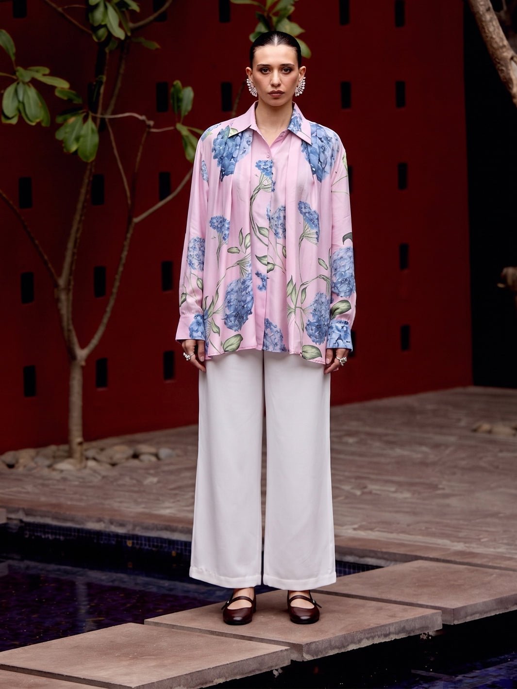 Floral Clouds Crepe Shirt