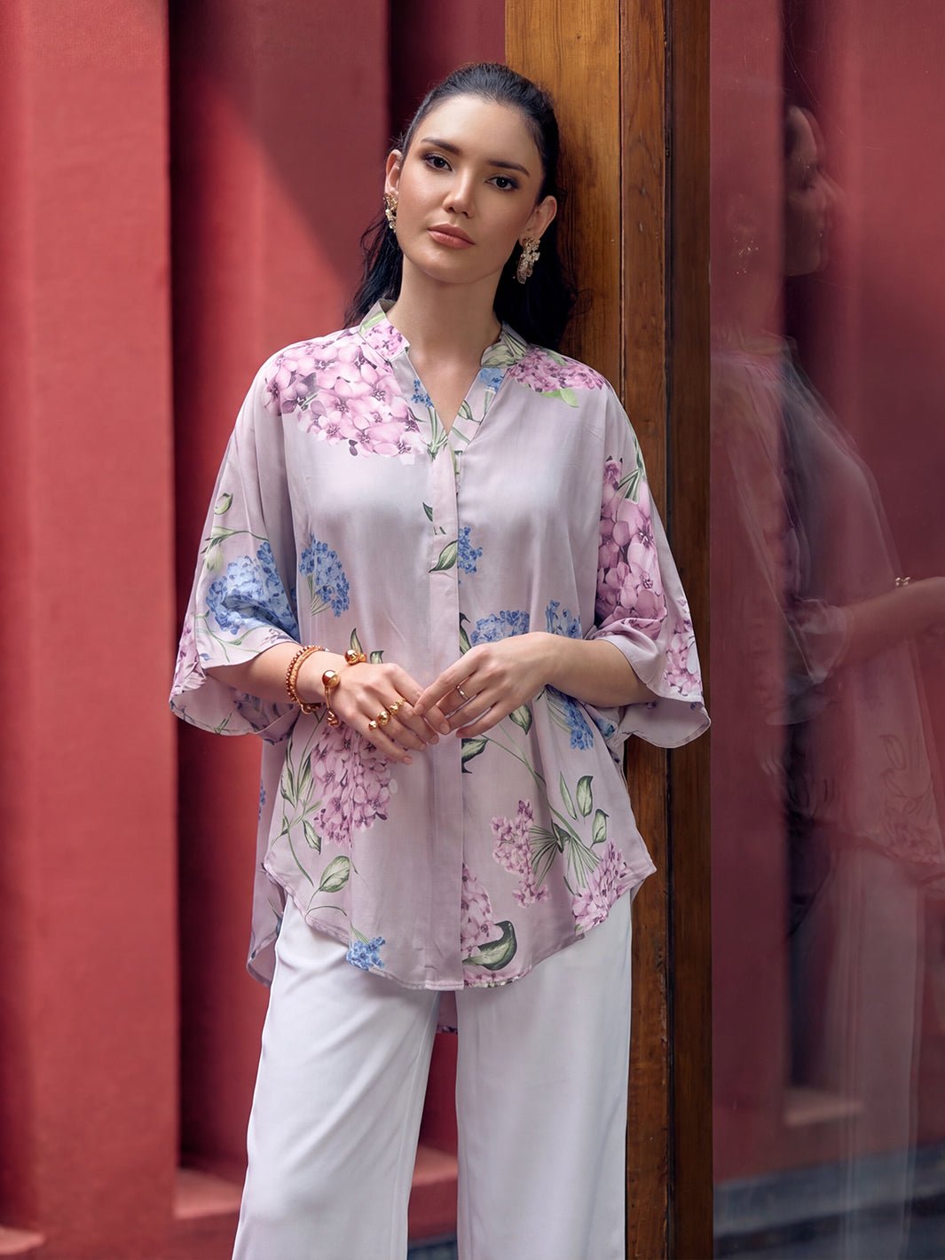 Floral Crepe Printed Kaftan Top
