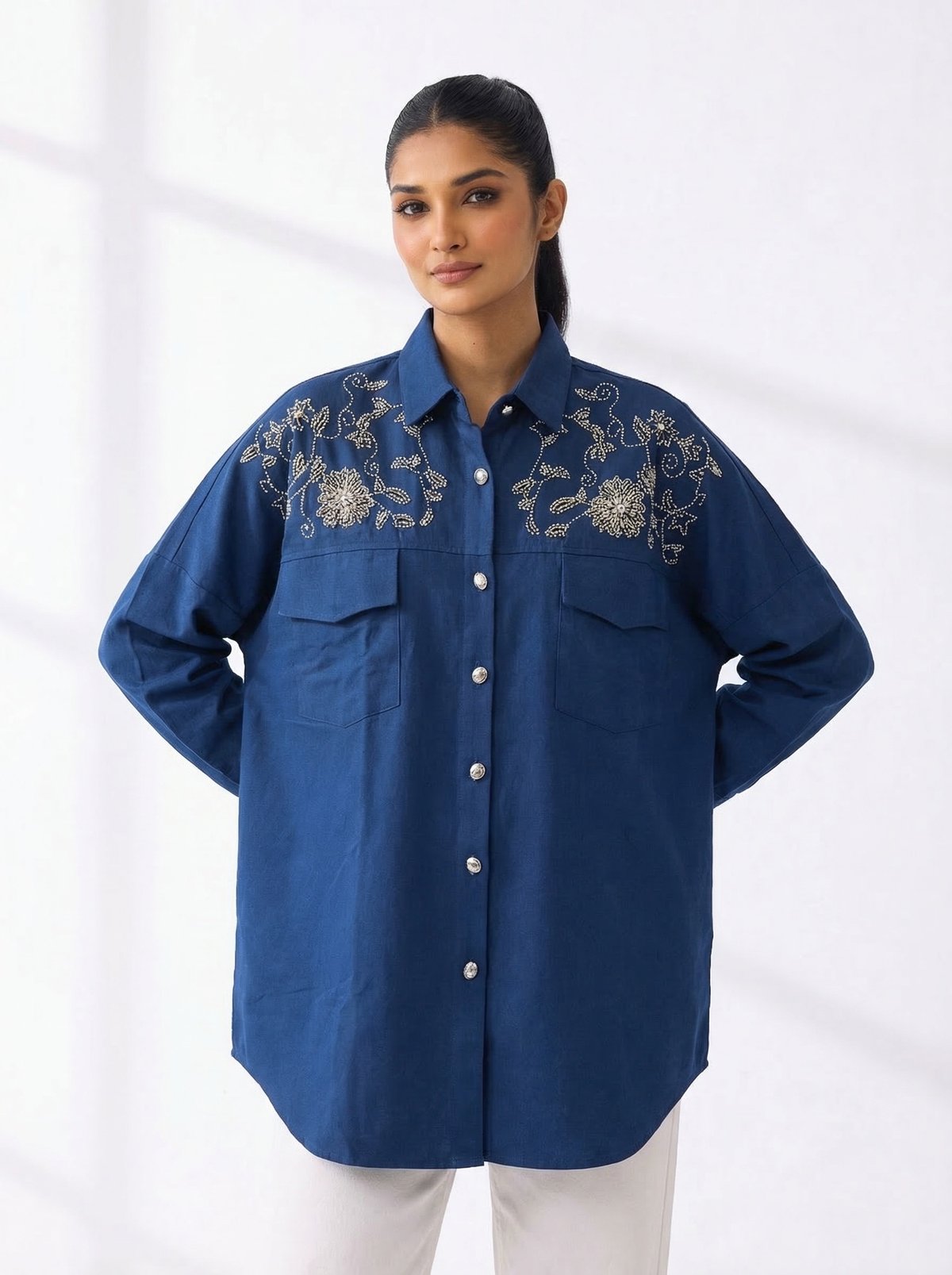 Embellished Blue Shirt