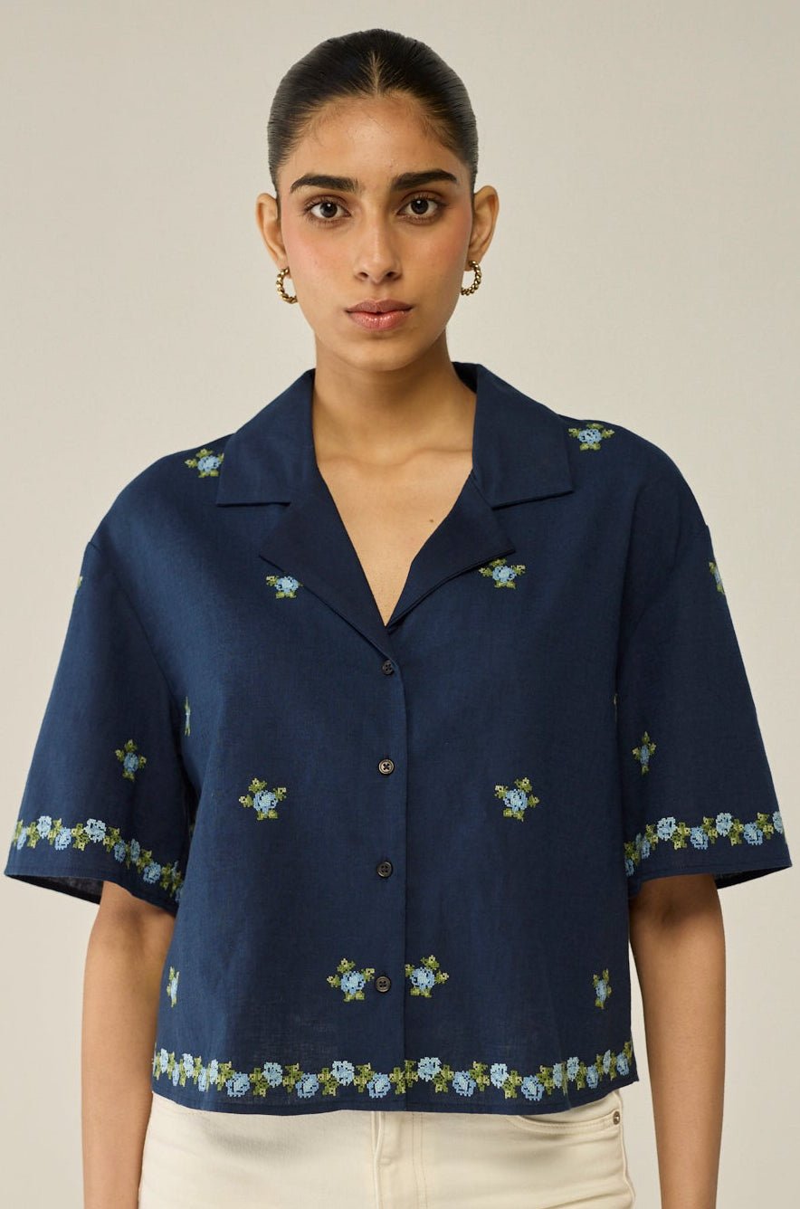Embroidered Crop Shirt