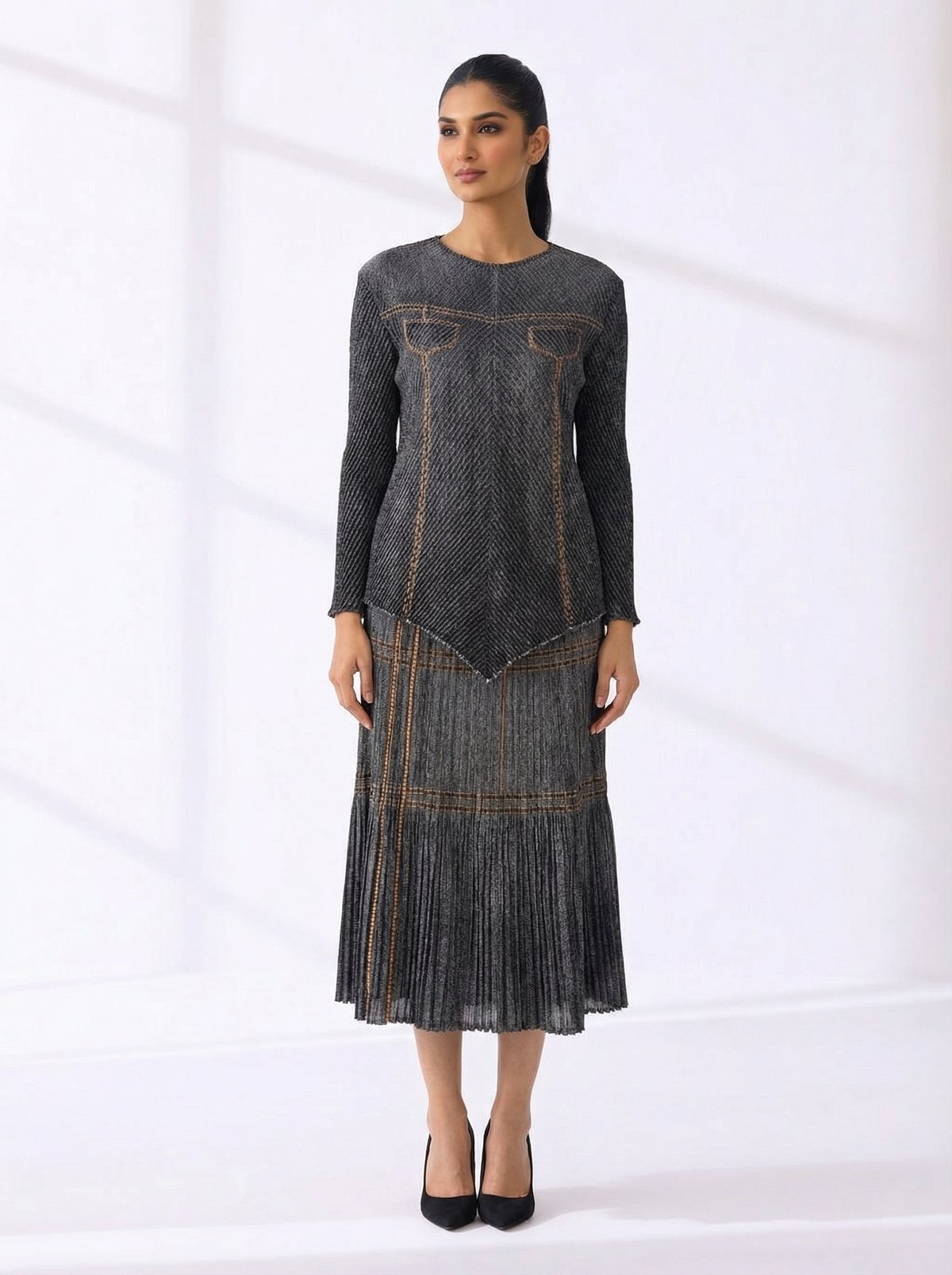 BLACK STEWIN SKIRT SET
