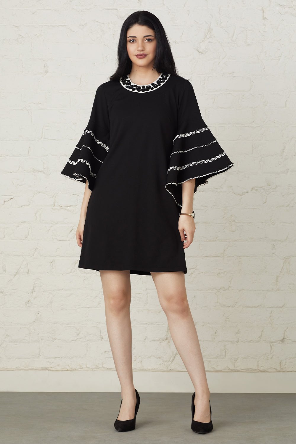 Black Embellished Flair Dress