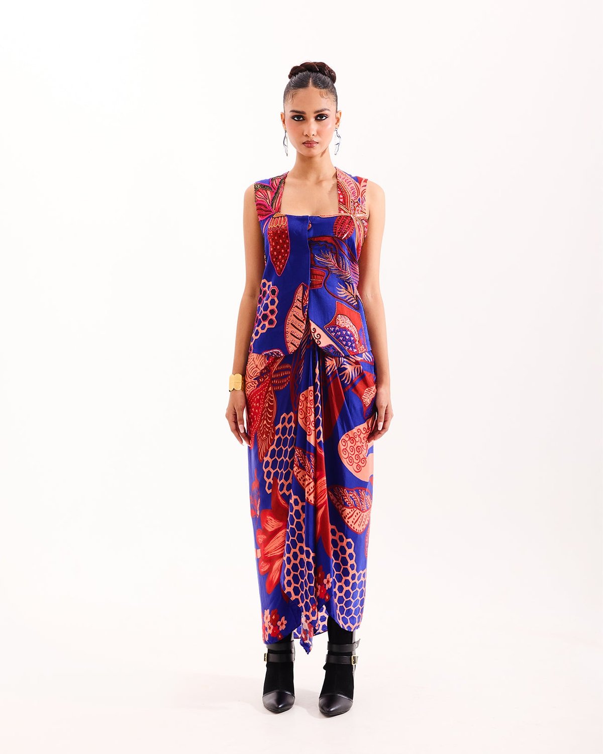 Blue Tropical Waistcoat Skirt