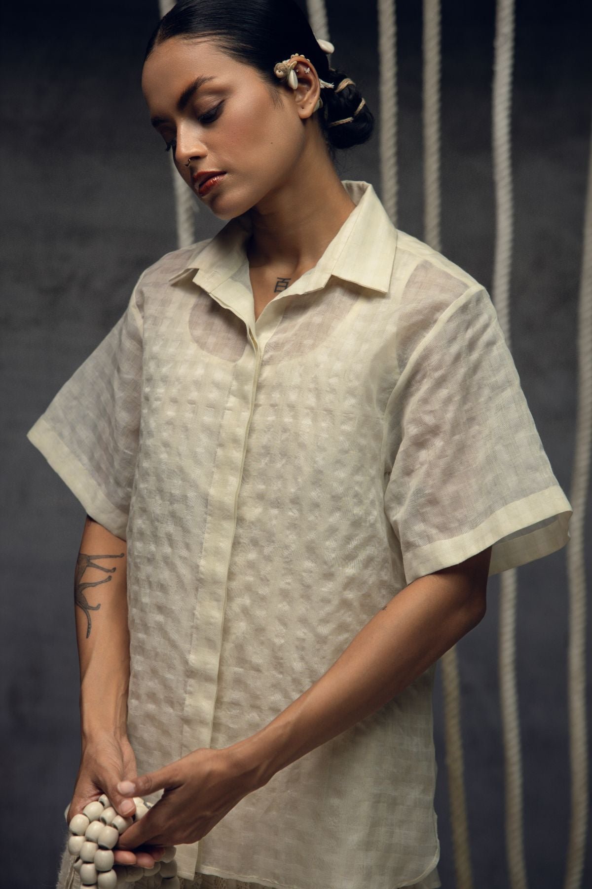 Khadi Silk Checkered Shirt
