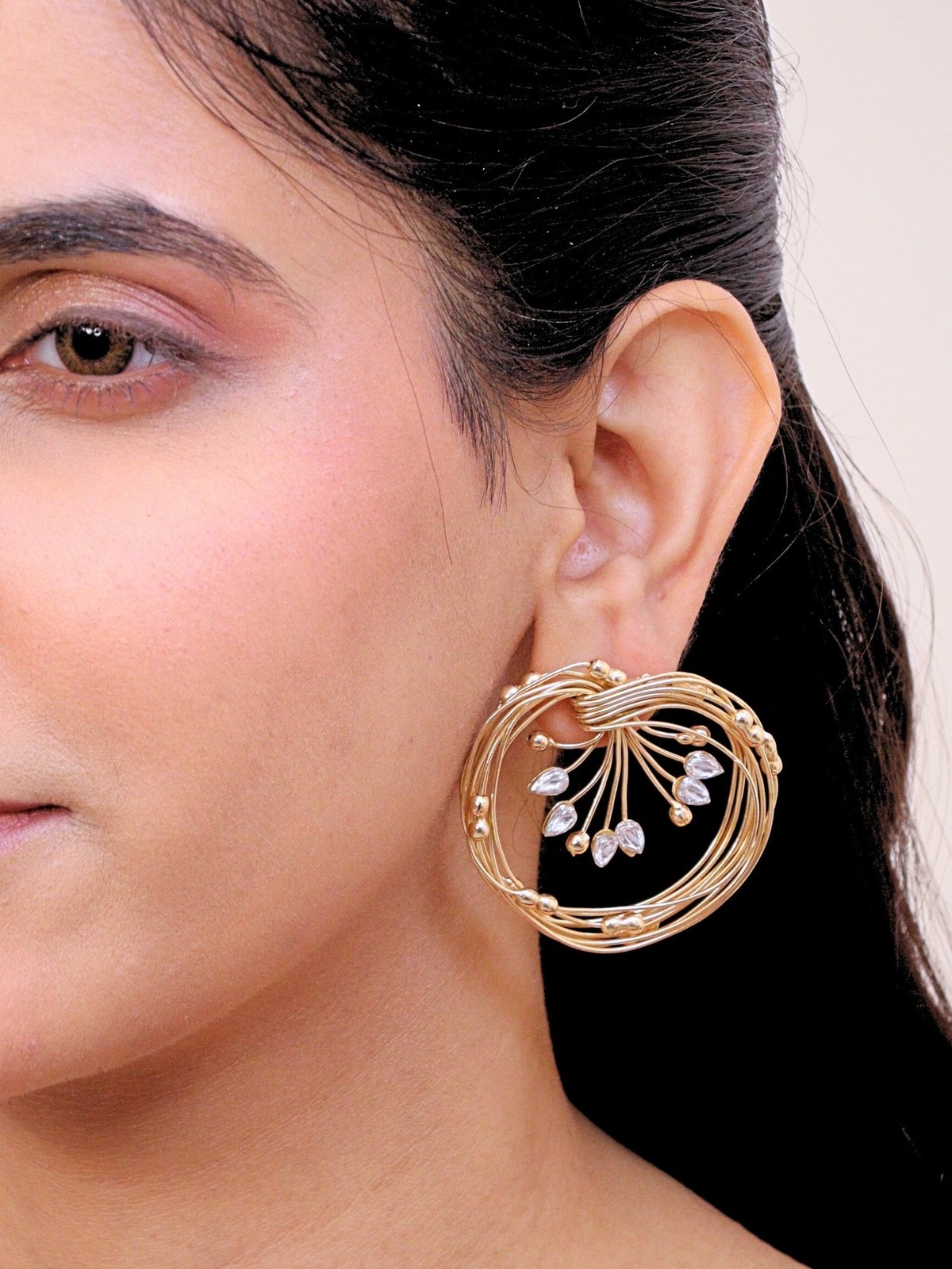 Jahanara Brass Earrings for Women 18K Gold Plated