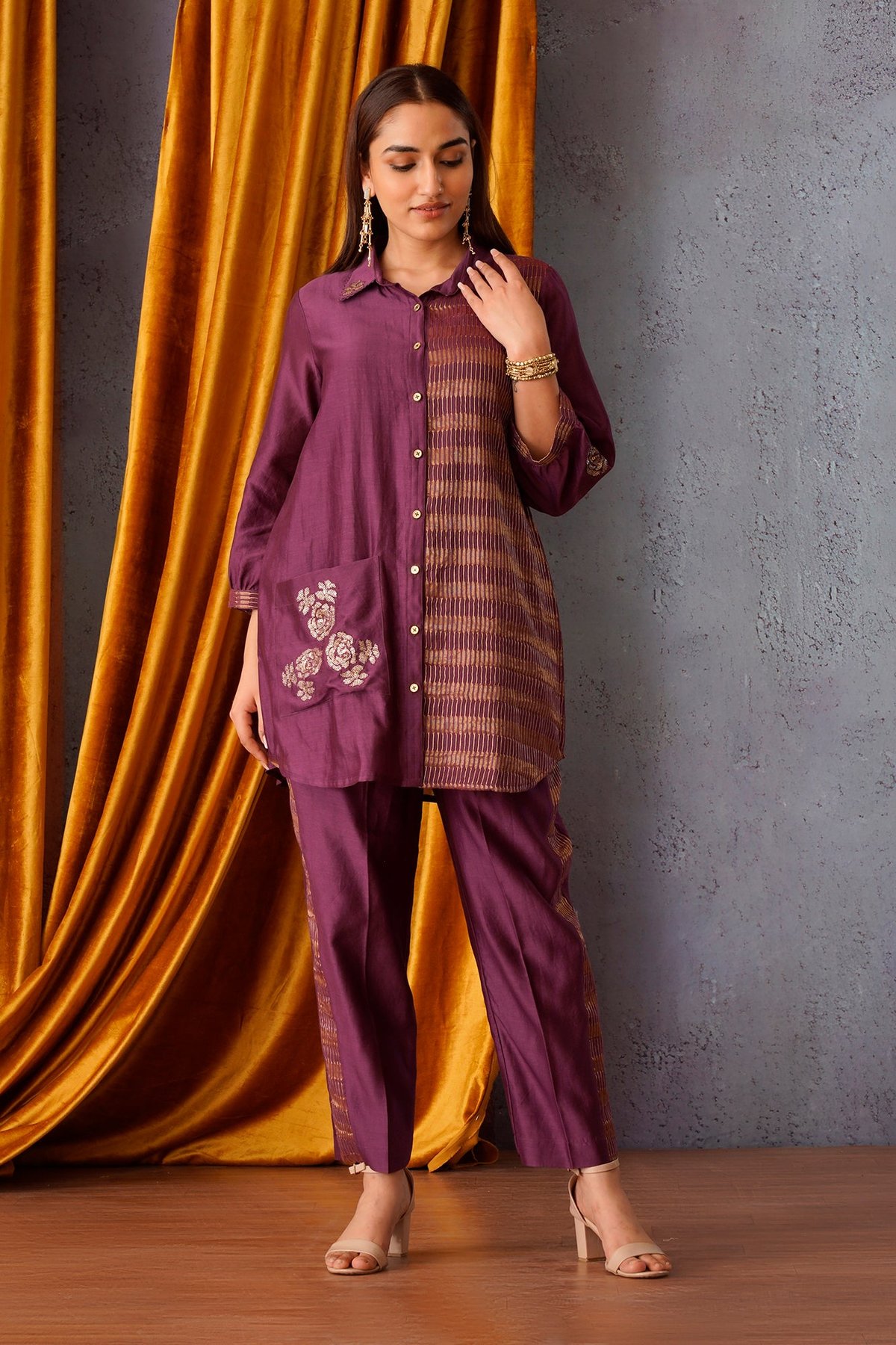 Button Down Co-ord Set with Side Pocket