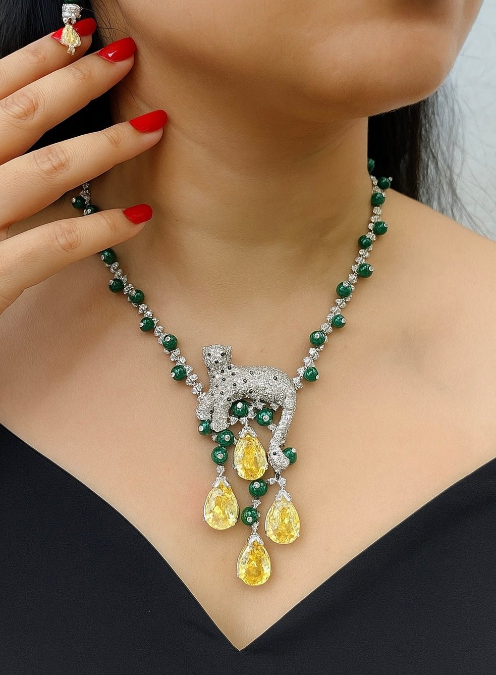 Leopard Yellow Sapphire Necklace Set