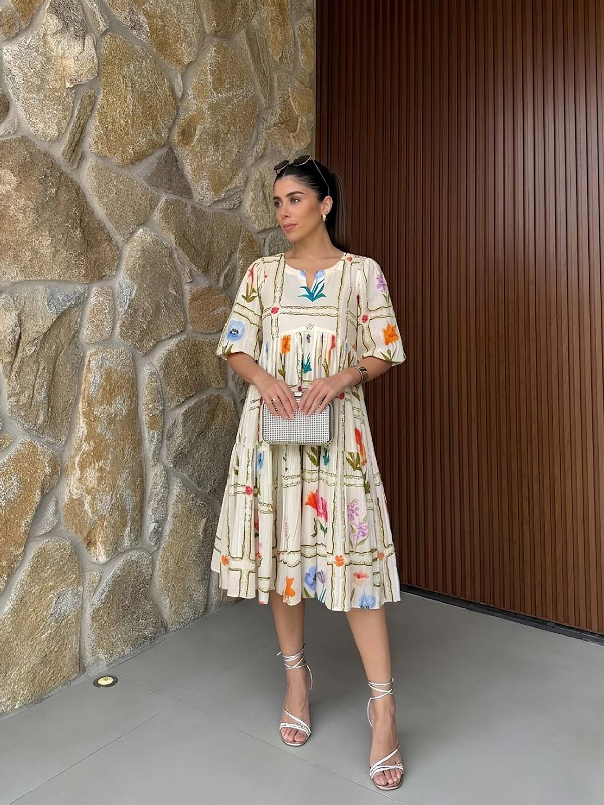 Flower Printed Tiered Dress