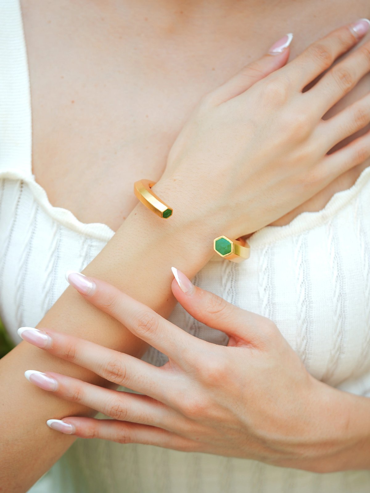 Hexa Enamel Gold Cuff