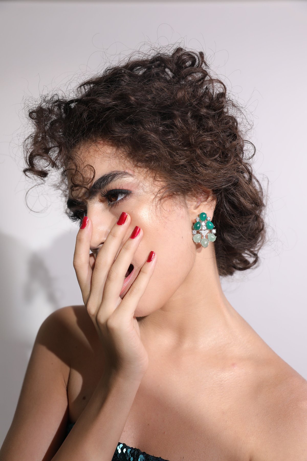 Dual Tone Emerald Earrings
