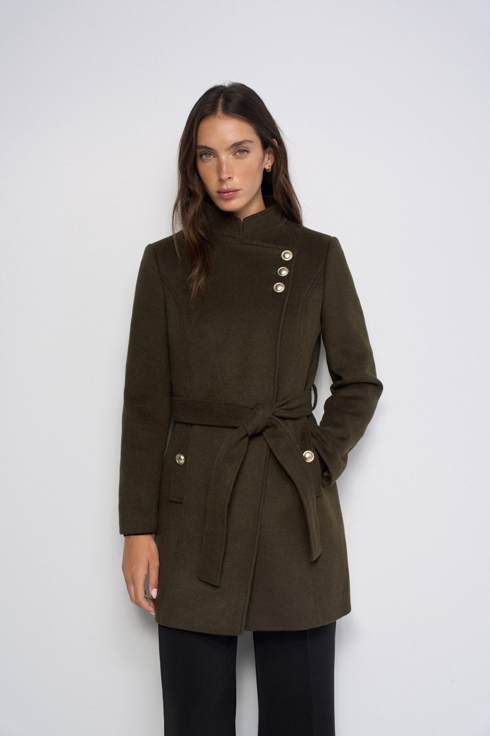 Grace Wool-Blend Coat With Belt And Buttons