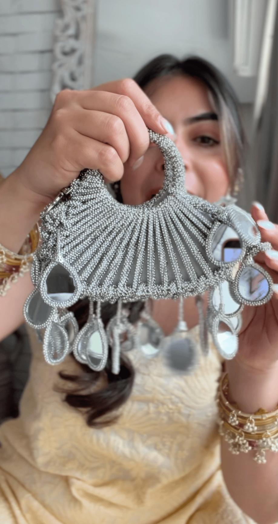 Lumi Knot Mini Mirror Bag - Silver