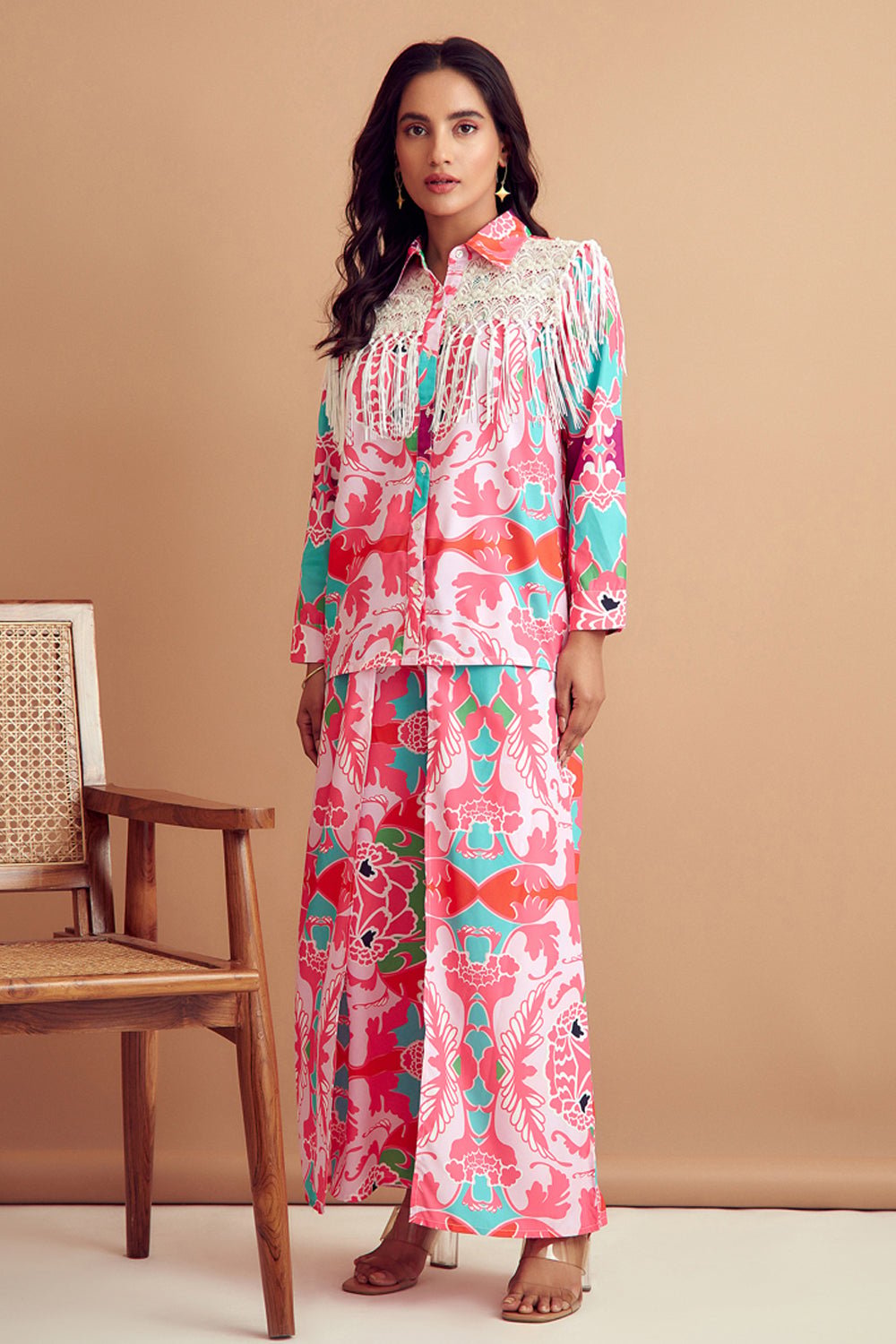 Lace Adorned Vibrant Co-ord Set
