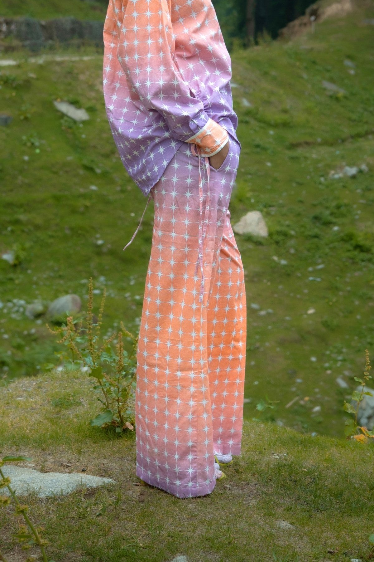 Lavender Ombre Star Print Wide-Leg Trousers