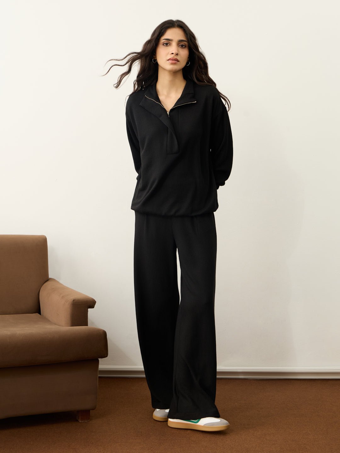 Waffle Half Zip Up Co-Ord Set