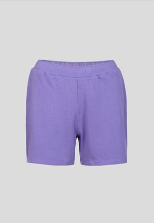 Lavender Cotton Terry Lounge Shorts with Drawstring Waist