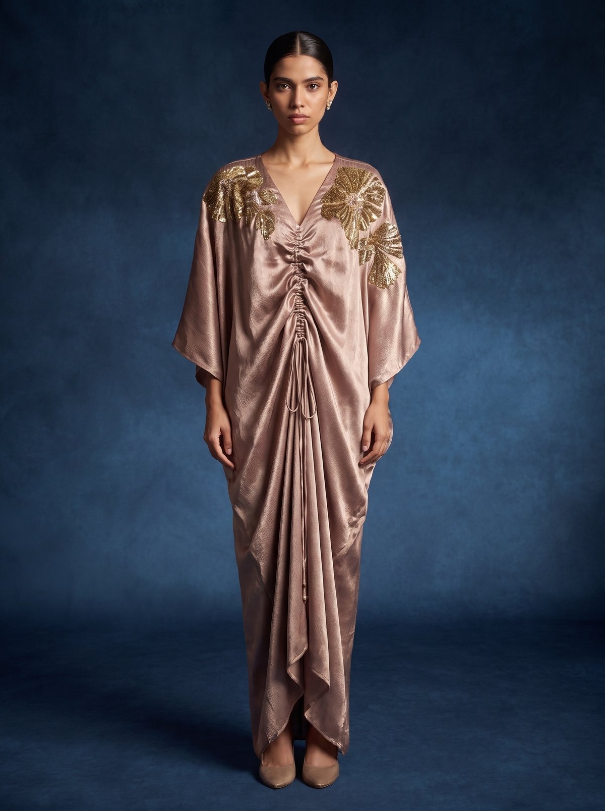 Beige Desert Bloom Kaftan
