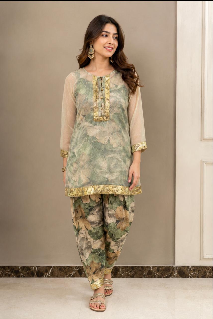 3 Piece Printed Slip with Pakistani Co-ord Set