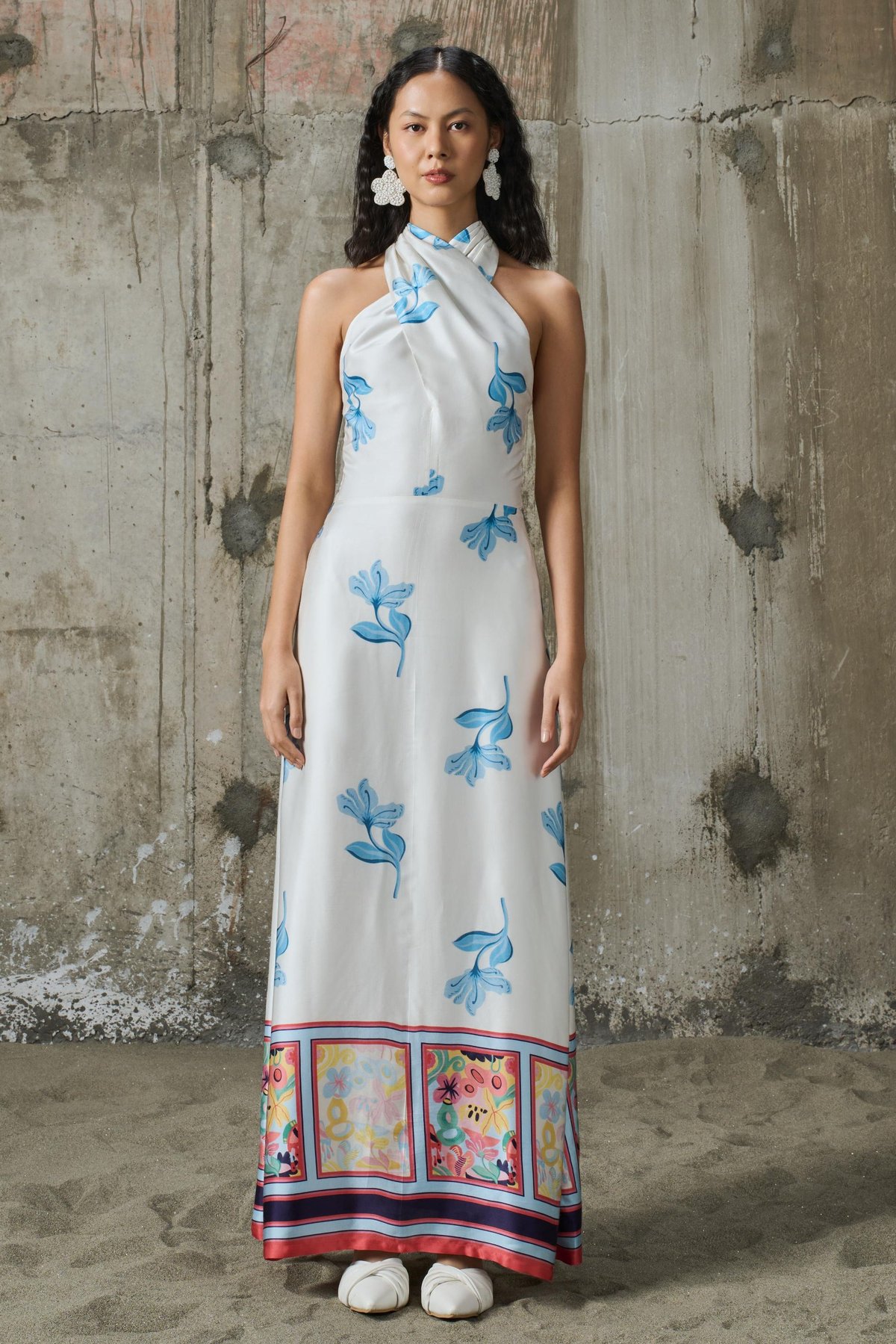Blooming Edge Halter Neck Dress