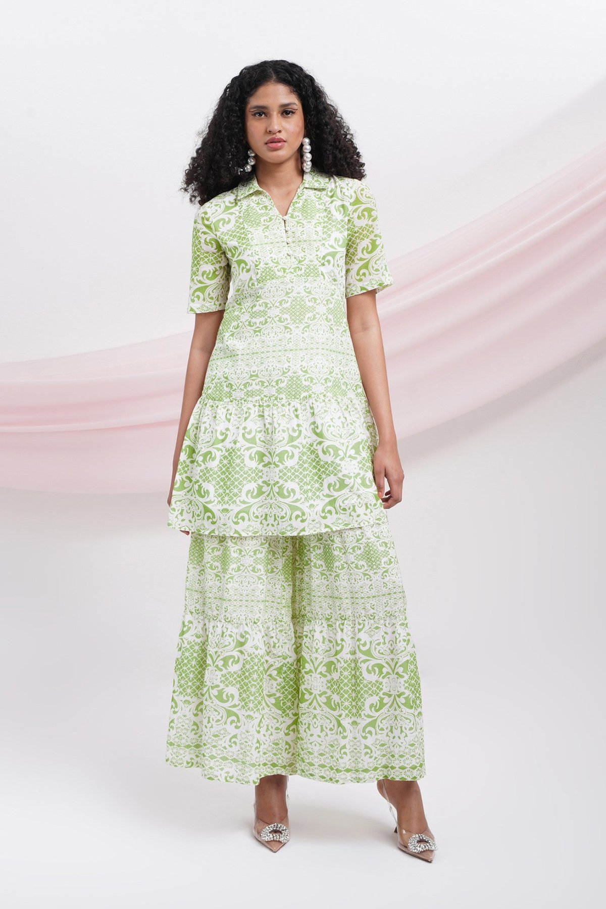 Moving On Top-Green Lace