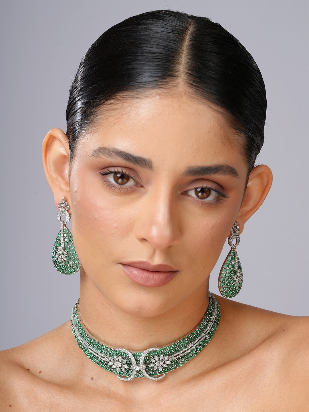 Emerald Illusion Necklace Set