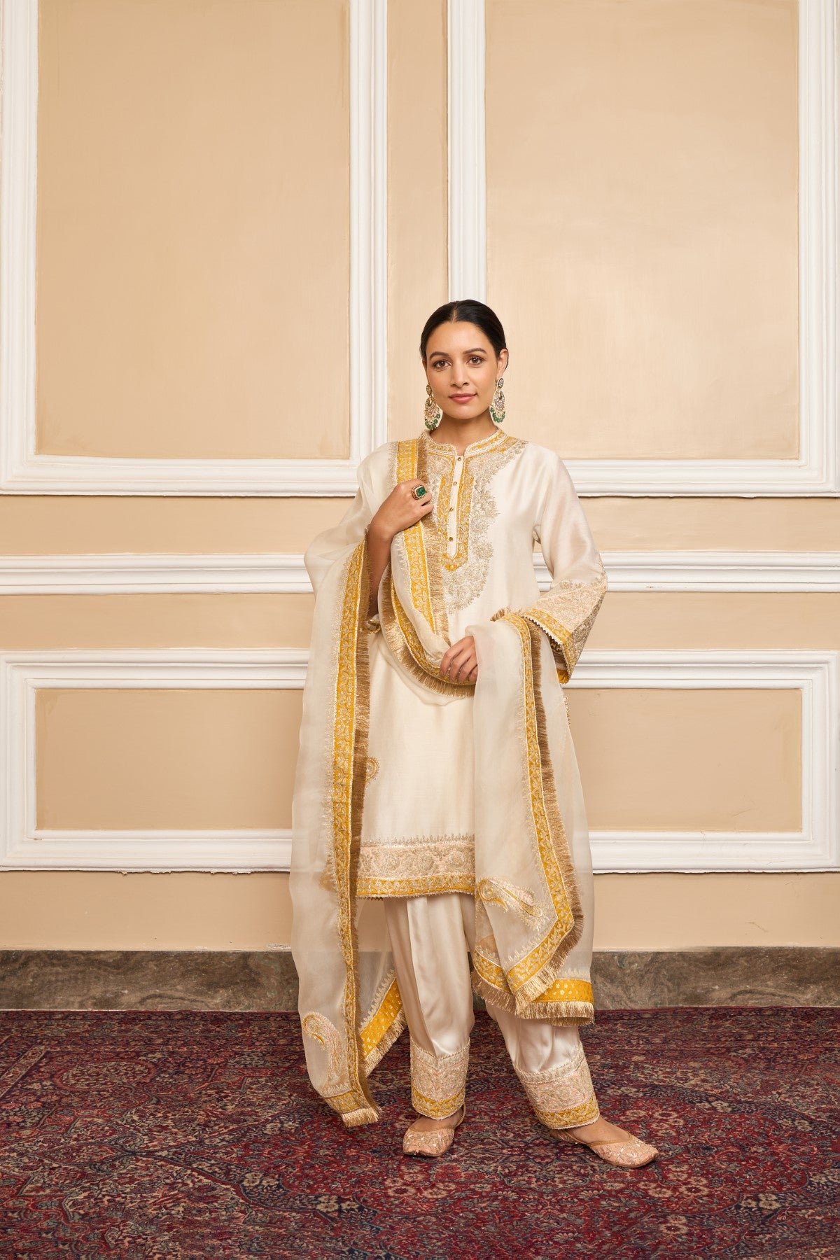 Daisy Ivory Embroidered Kurta Set with Salwar and Dupatta