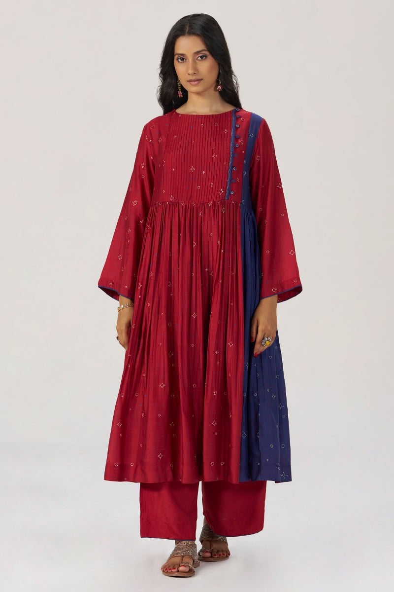 Red and Indigo Festive Co-ord Set