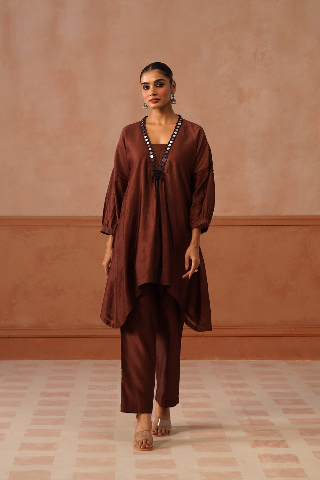 Mitti Chocolate Brown Asymmetric Kurta Set