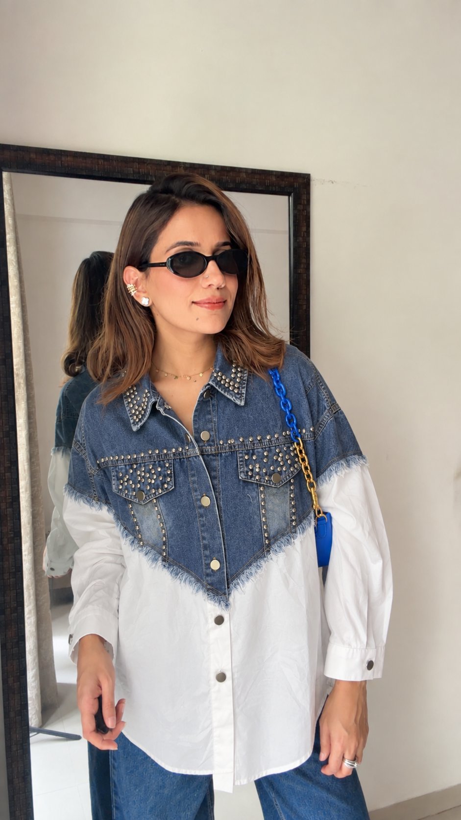 Studded Denim Poplin Shirt