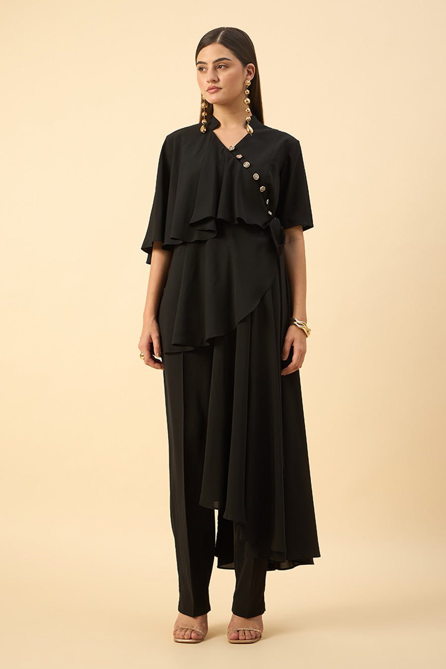 Flare Draped Tunic Pant Set