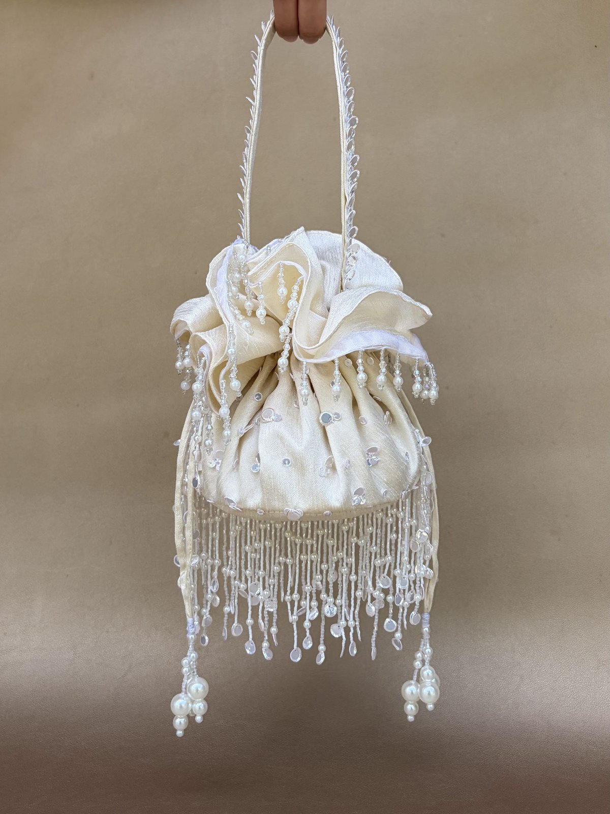 Pearl White Anaat Potli Bag