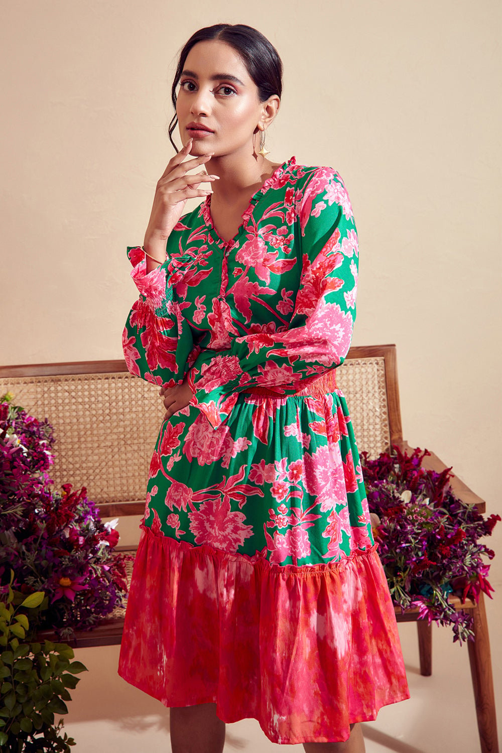 Tiered Printed Dress