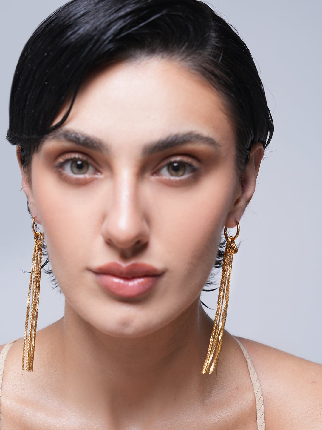 Snake Bone Chain Knot Tassel Earrings