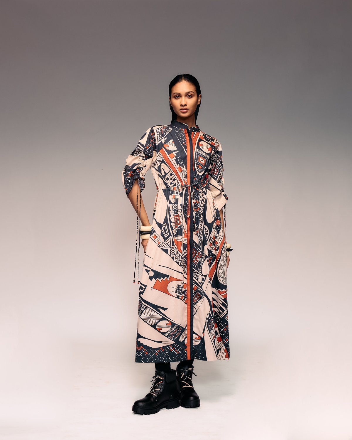 Print Drawstring Dress