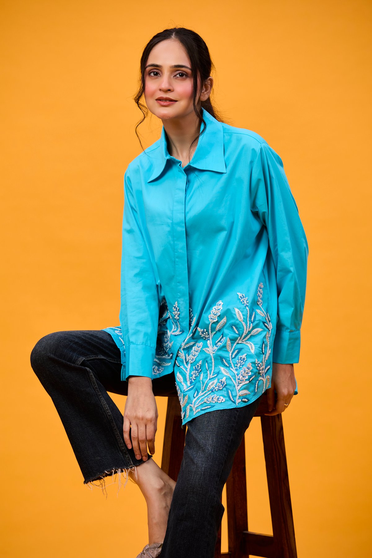 Sky blue flox flower shirt