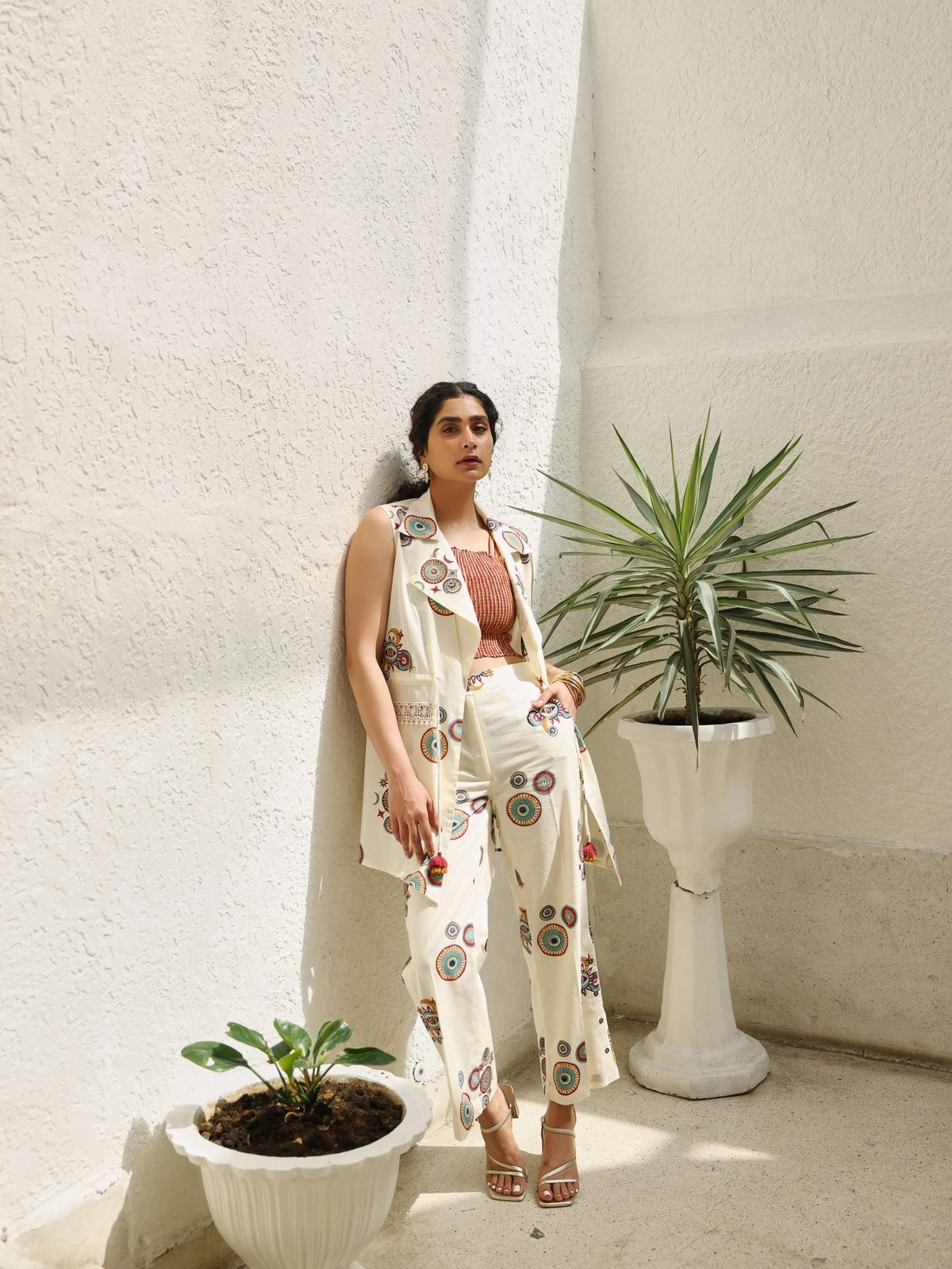 Maroon & Mustard Sun & Moon Pants