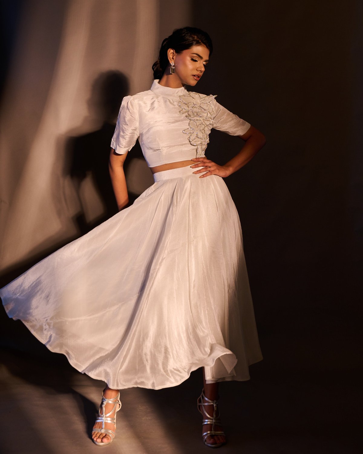 Weaving Cult Silver Tissue Embellished Coord