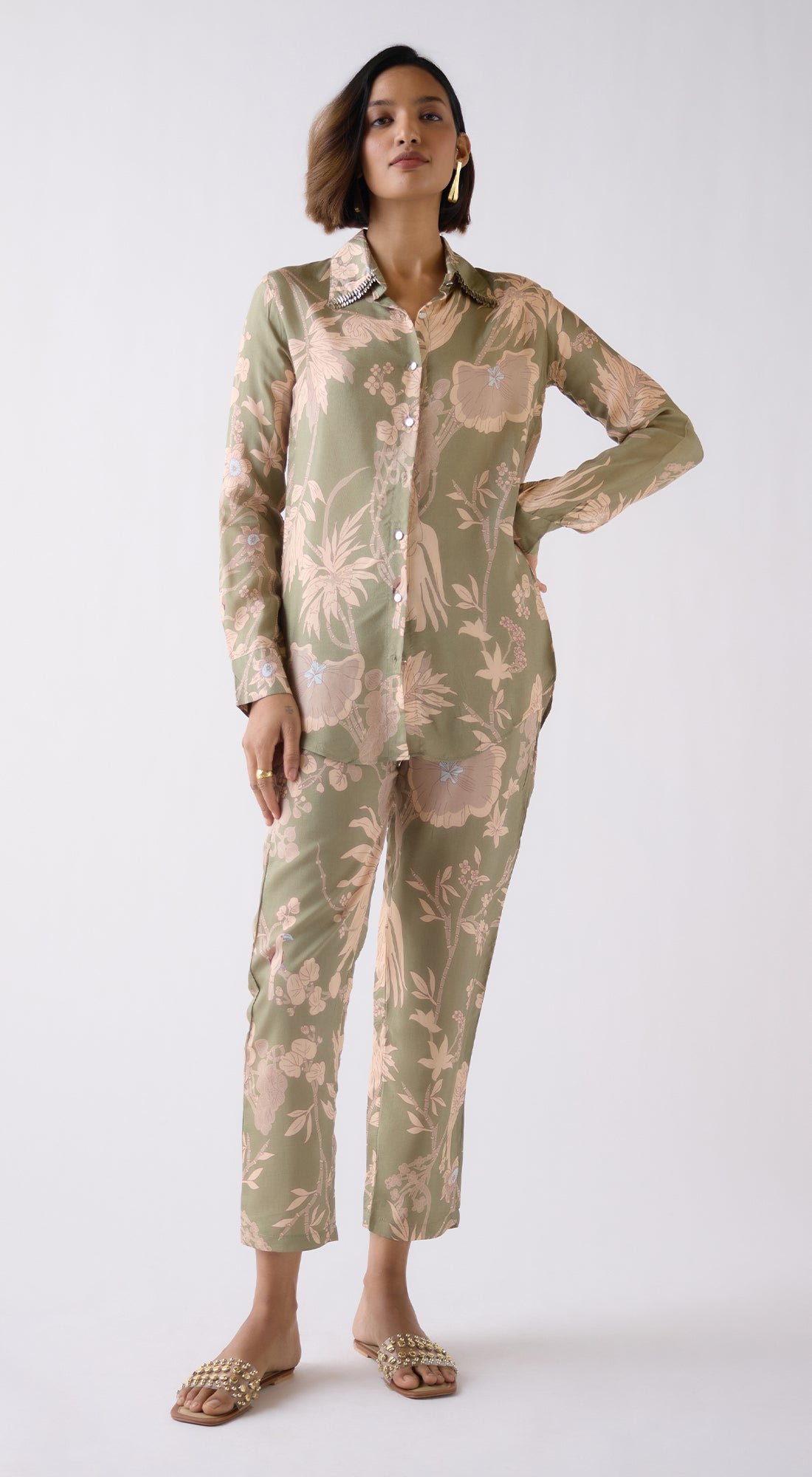 Straight-Fit Printed Trousers