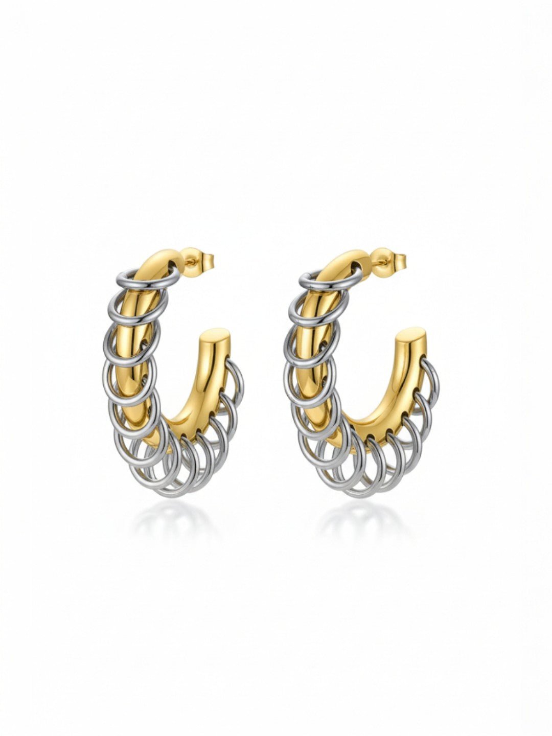 C Shaped Small Circle Mixed Color Earrings