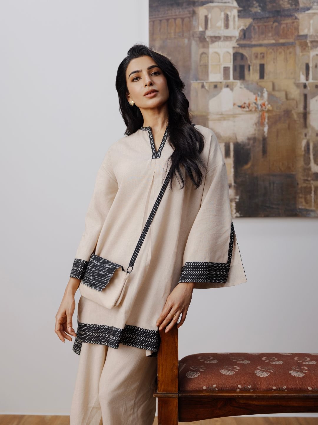 Everyday Cotton Kurta Set with Matching Sling Bag