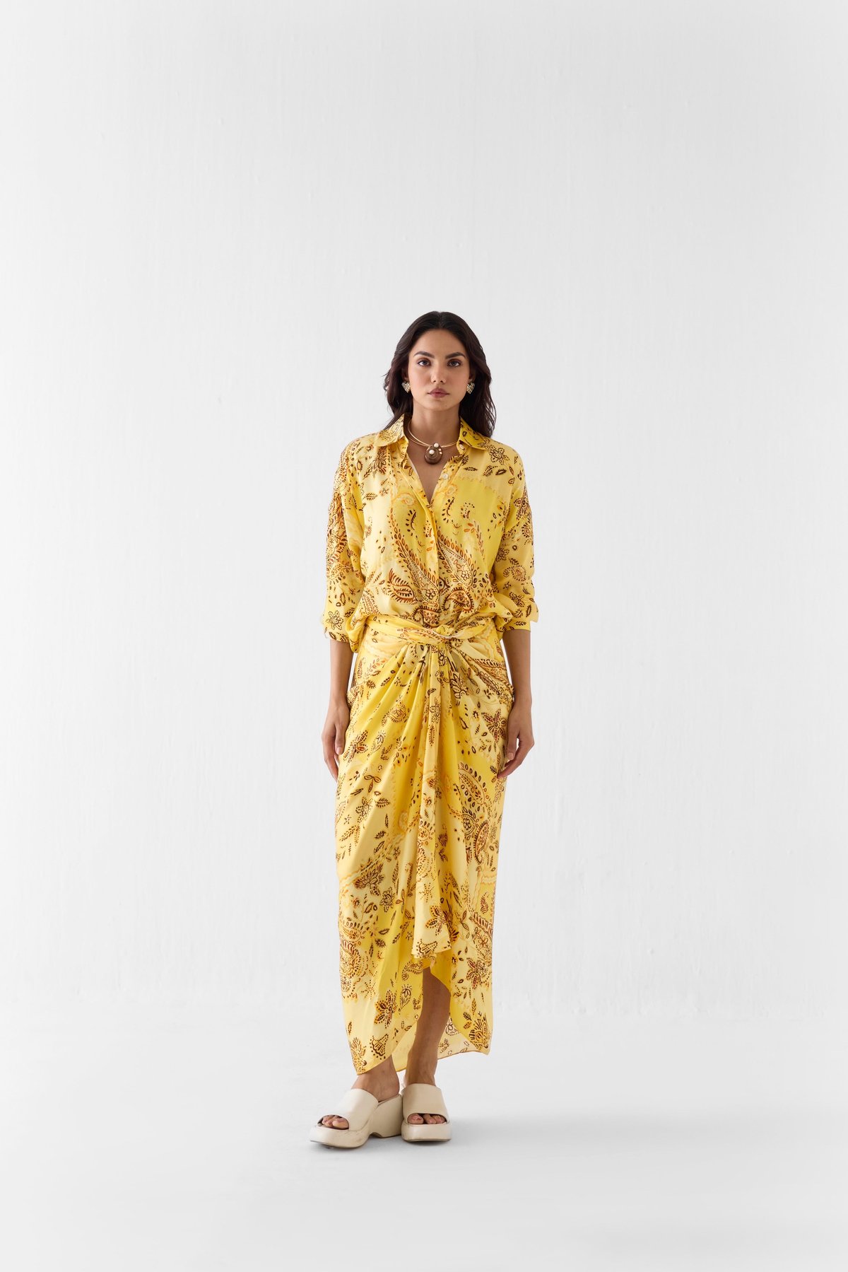Ambi Draped Shirt Dress