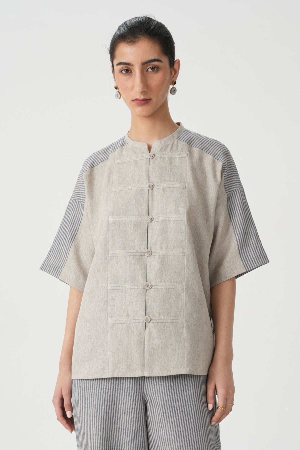 Waza Beige Linen Top