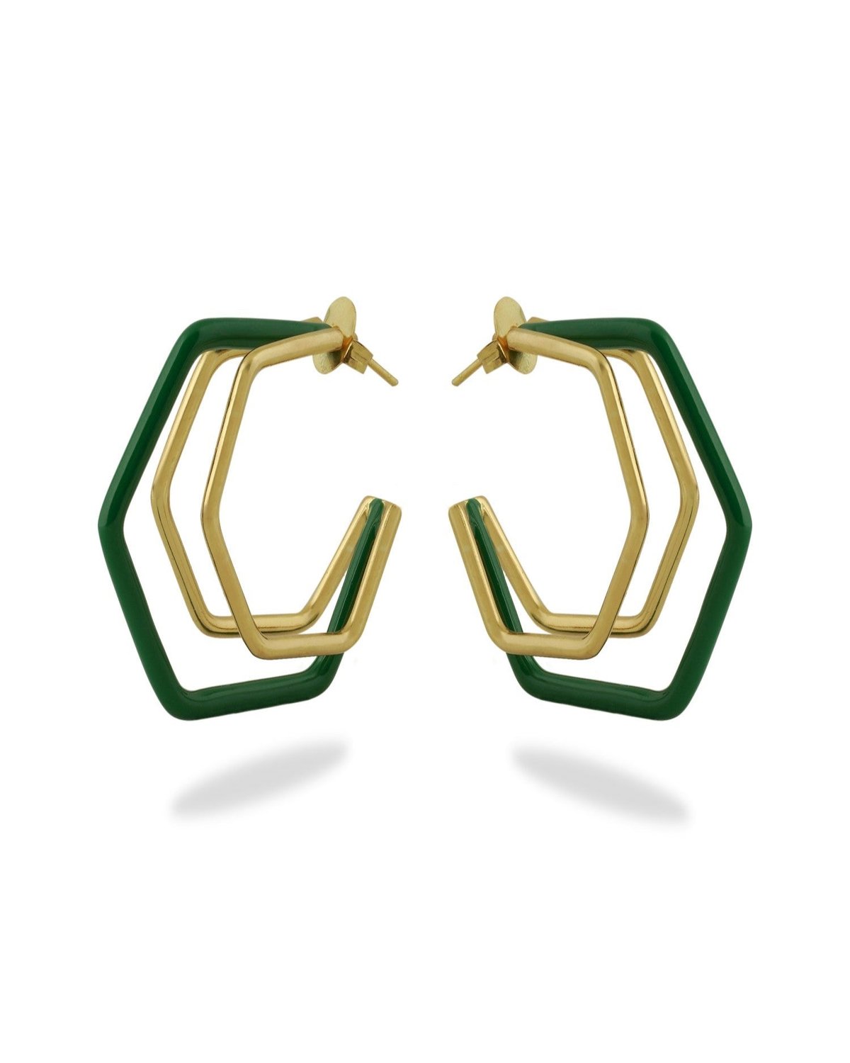 Small Trio Enamel Gold Hoops