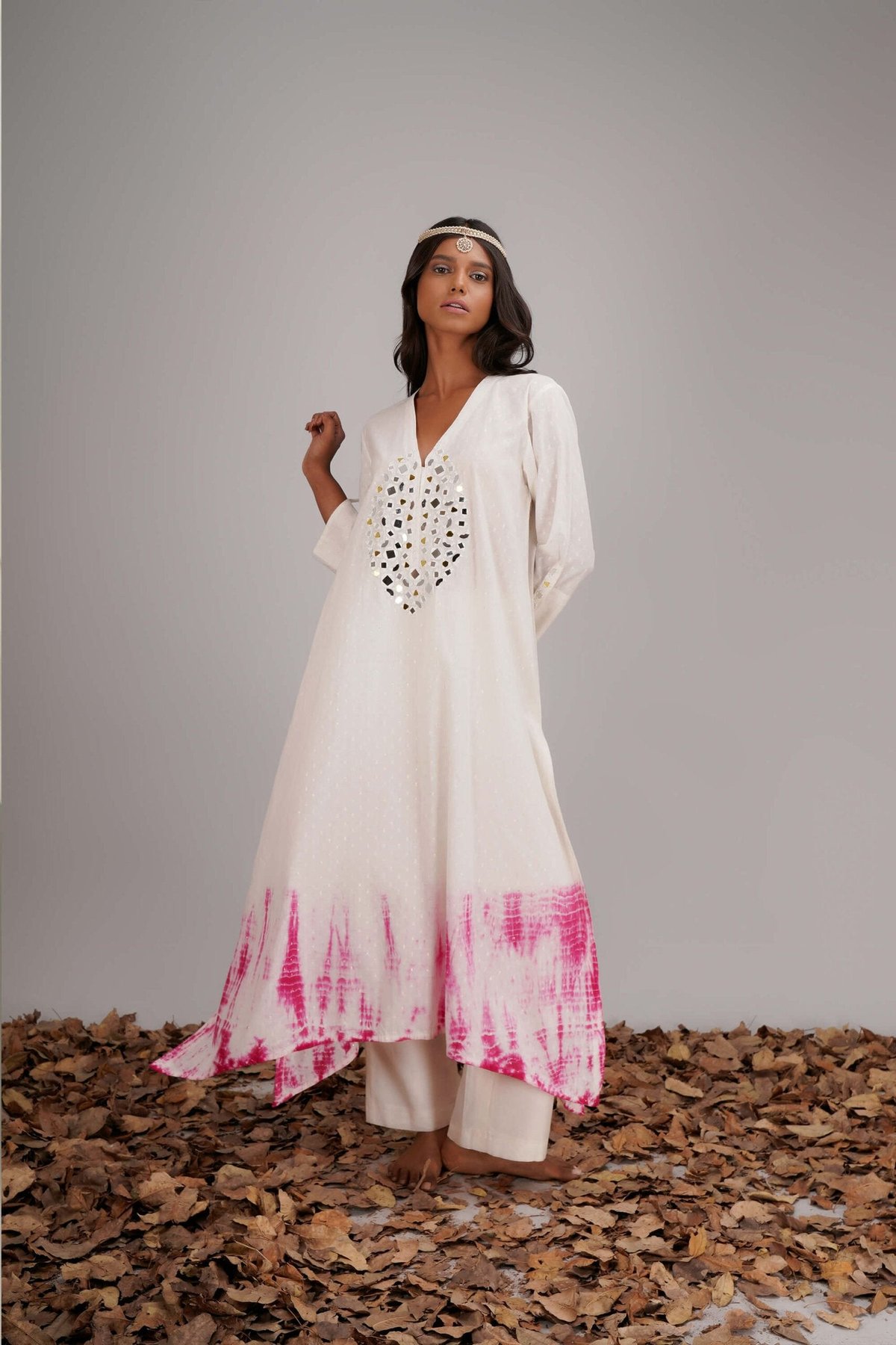 Bias Cut Line Kurta With Shibori