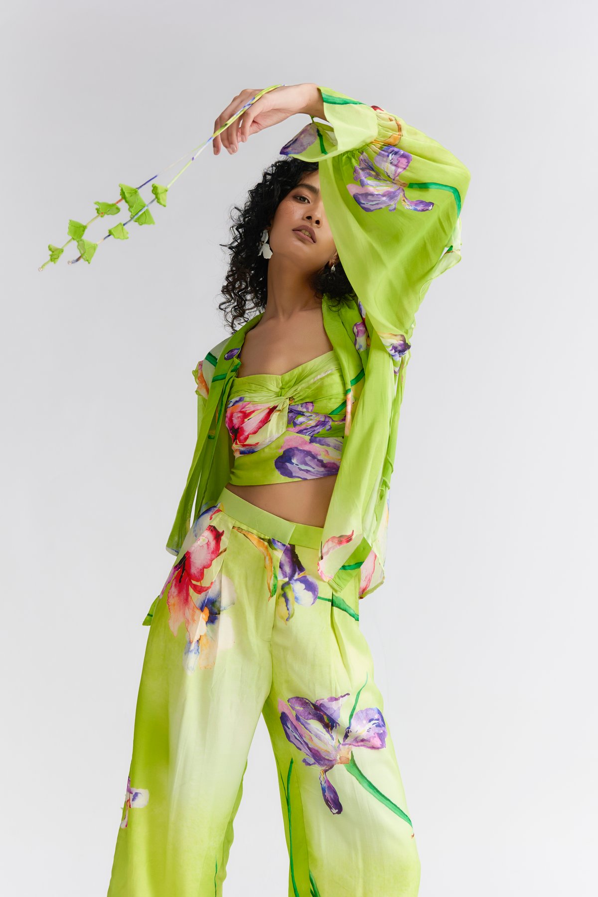 Green Floral Printed Pants