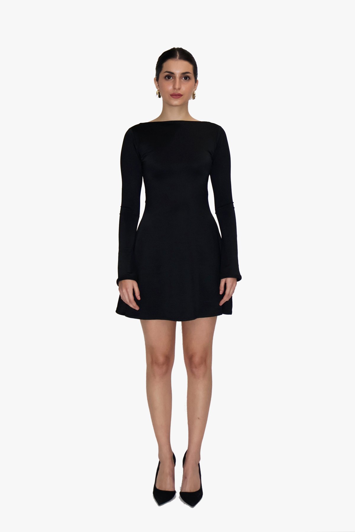 Black Short Flare Dress - Blair Dress (Onyx)