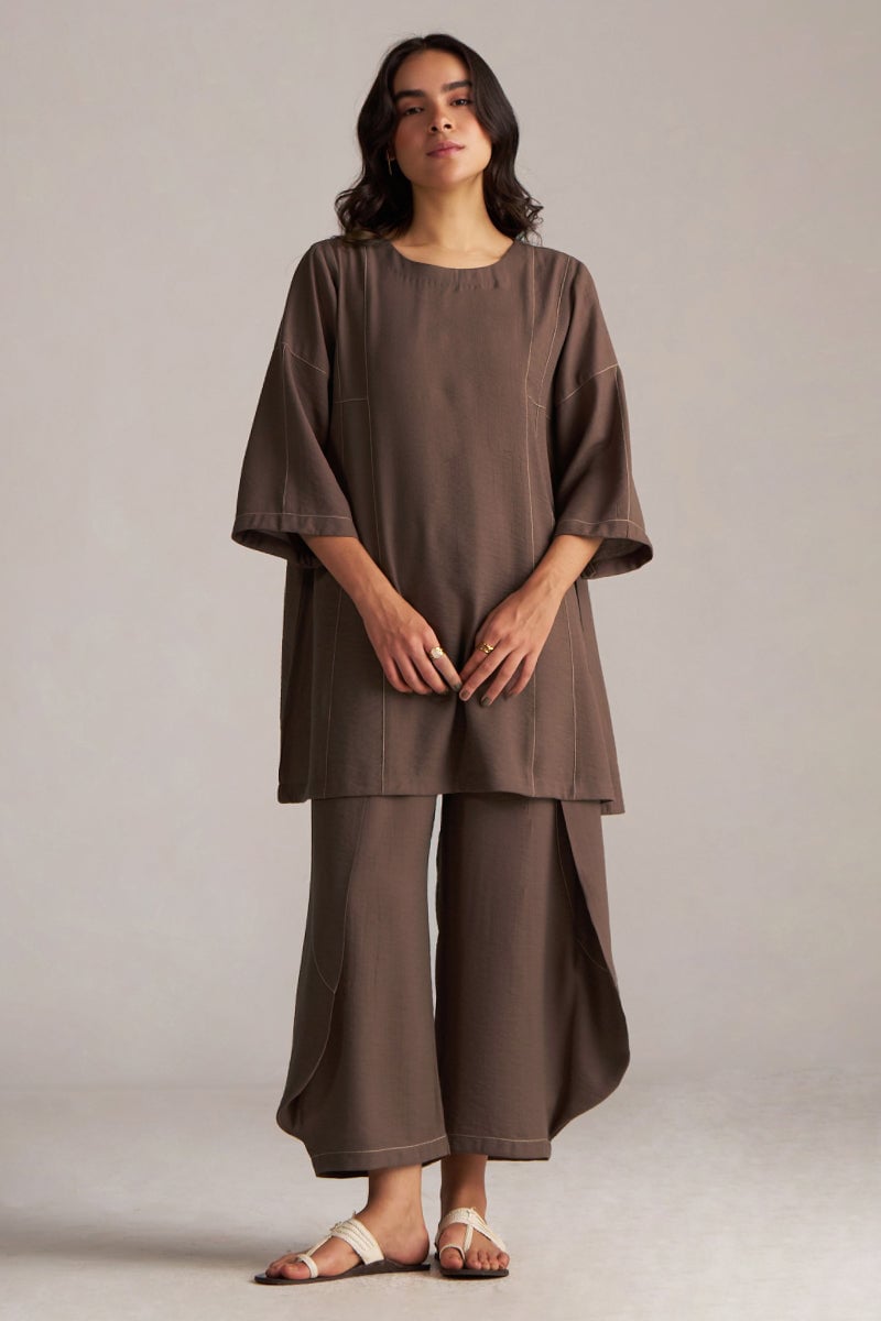 Rain Drum Brown Crushed Viscose Co-ord Set